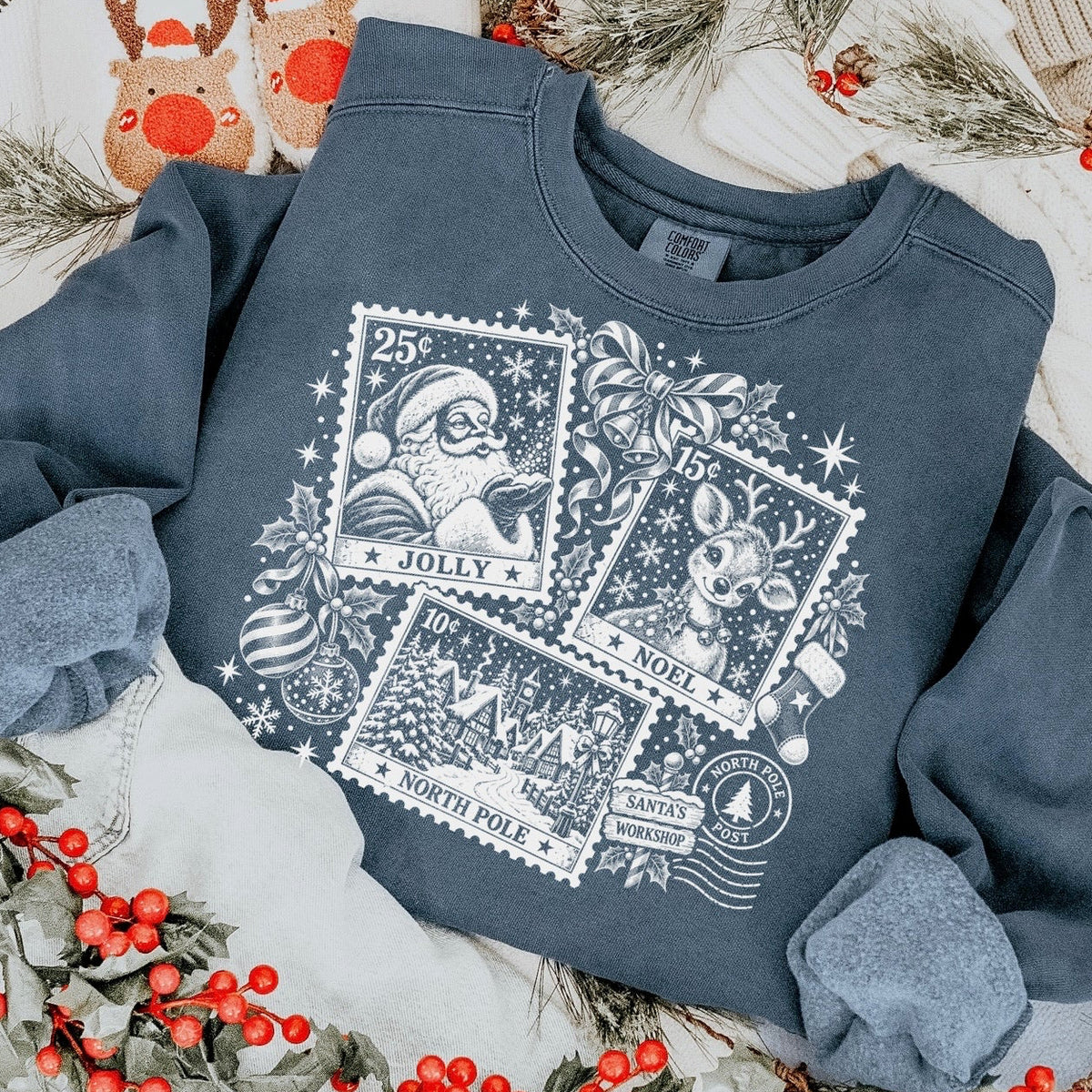 christmas stamps screen print transfer