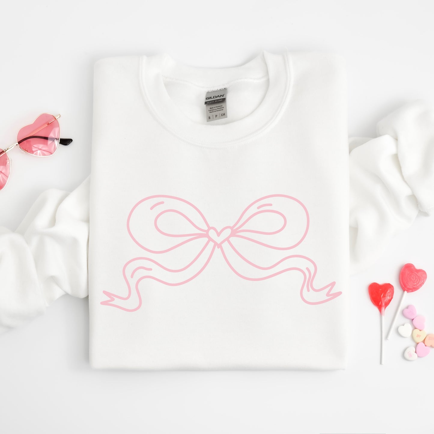 Light Pink valentine bow screen print transfer