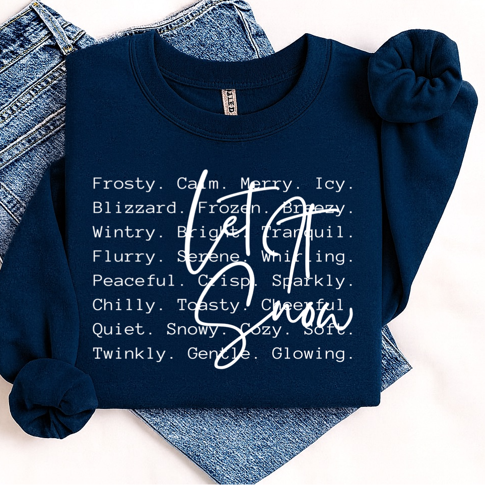 Let it Snow word art screen print transfer