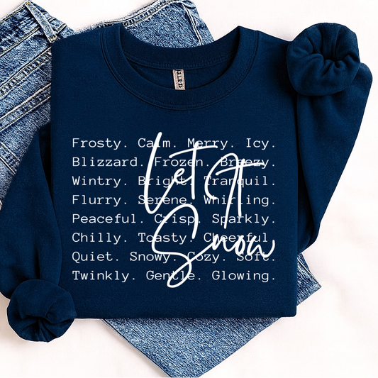 Let it Snow word art screen print transfer