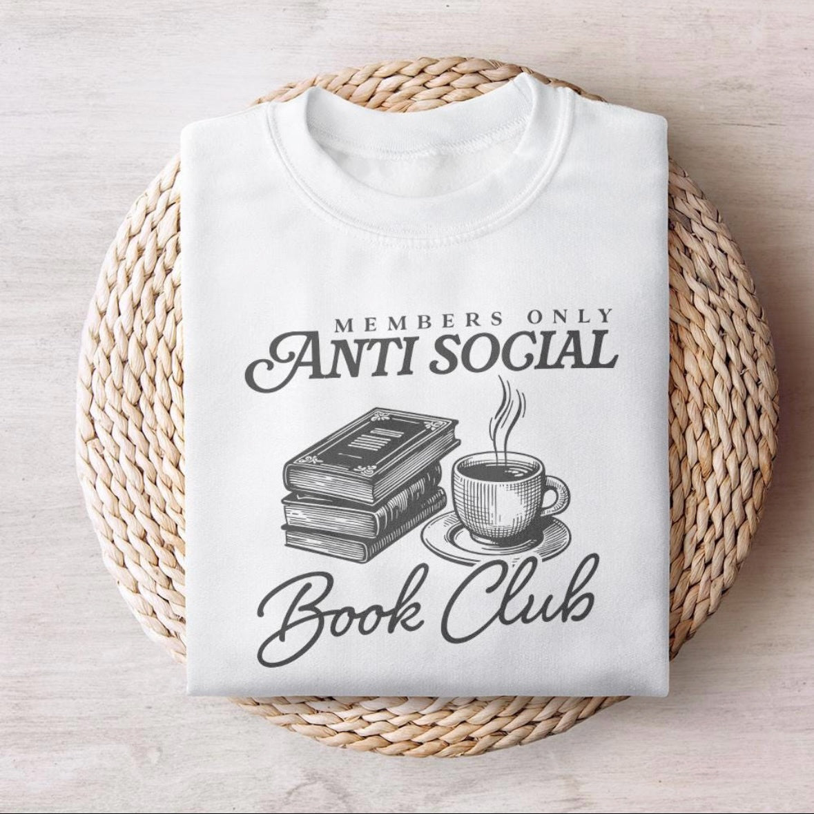 anti social book club screen print transfer