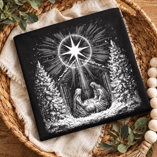 half tone nativity screen print transfer