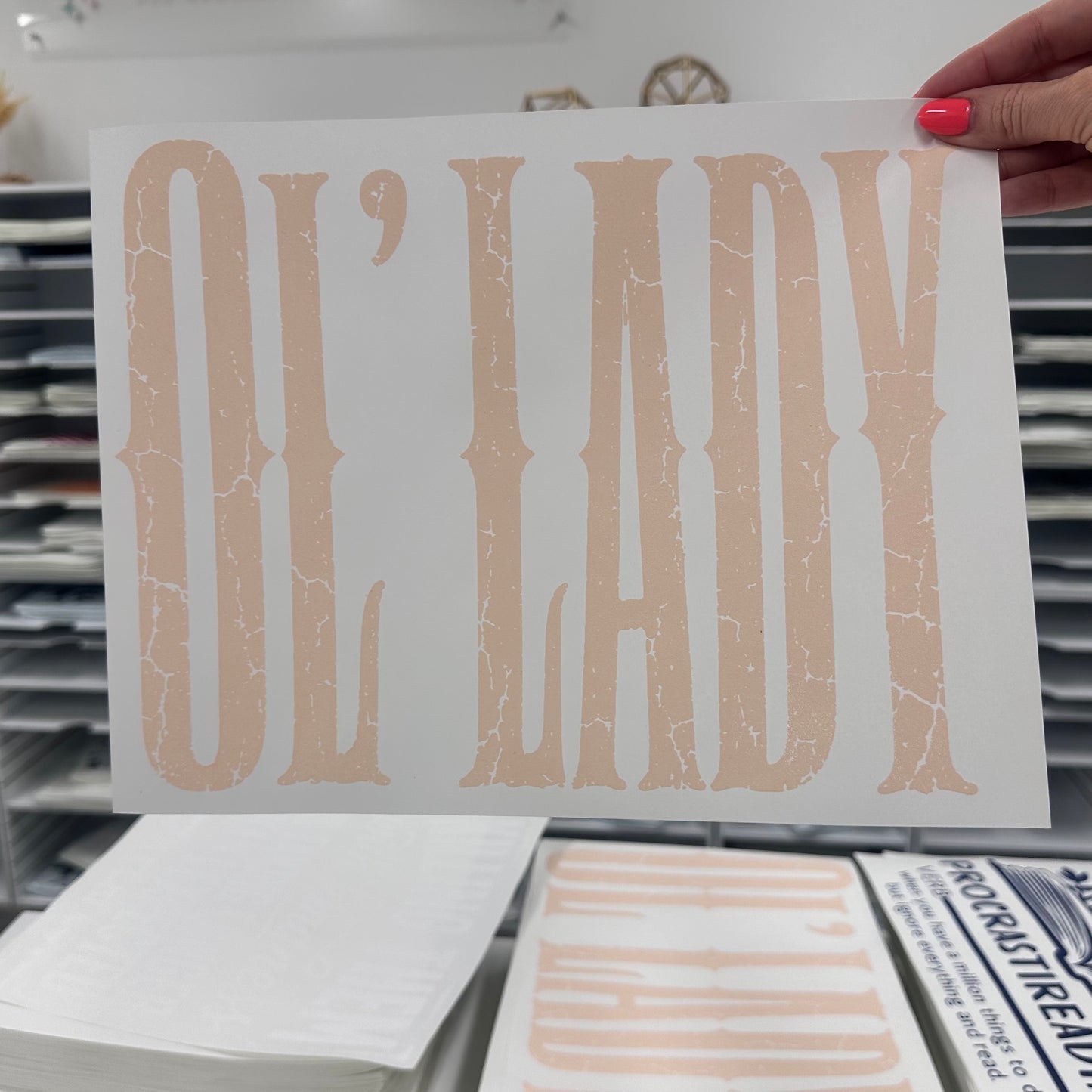 ol' lady screen print transfer•
