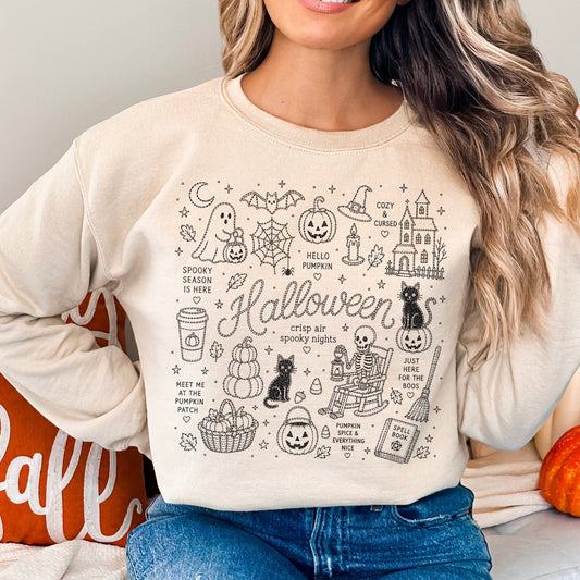 halloween faux stitch collage screen print transfer•