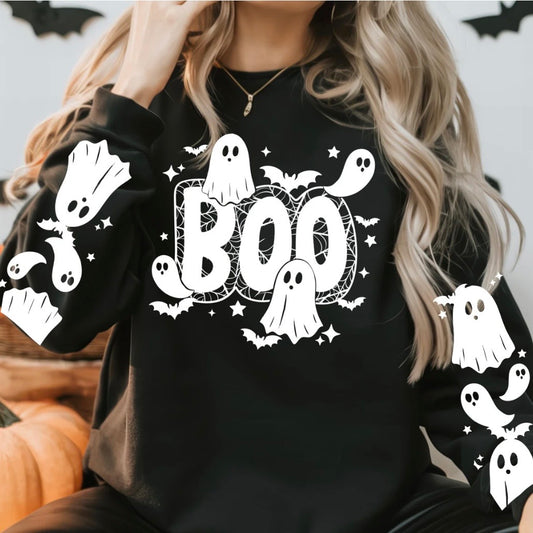 BOO + sleeves screen print transfer•