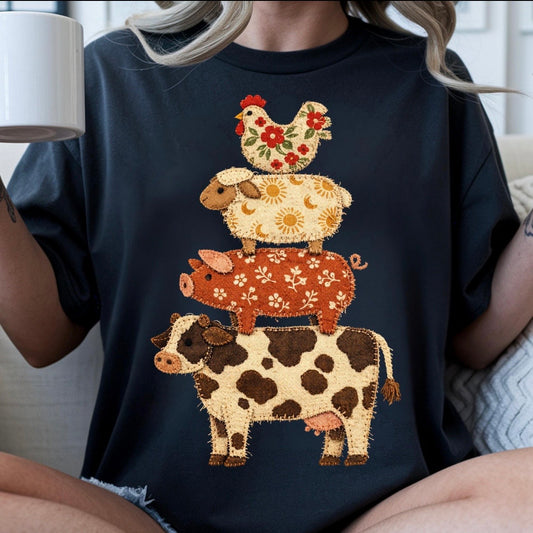 PRE-ORDER stacked farm animals DTF 7-10 biz day tat