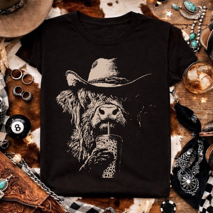 half tone western highland cow  screen print transfer•
