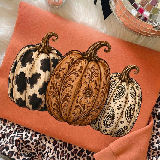 western pumpkin trio clear film screen print