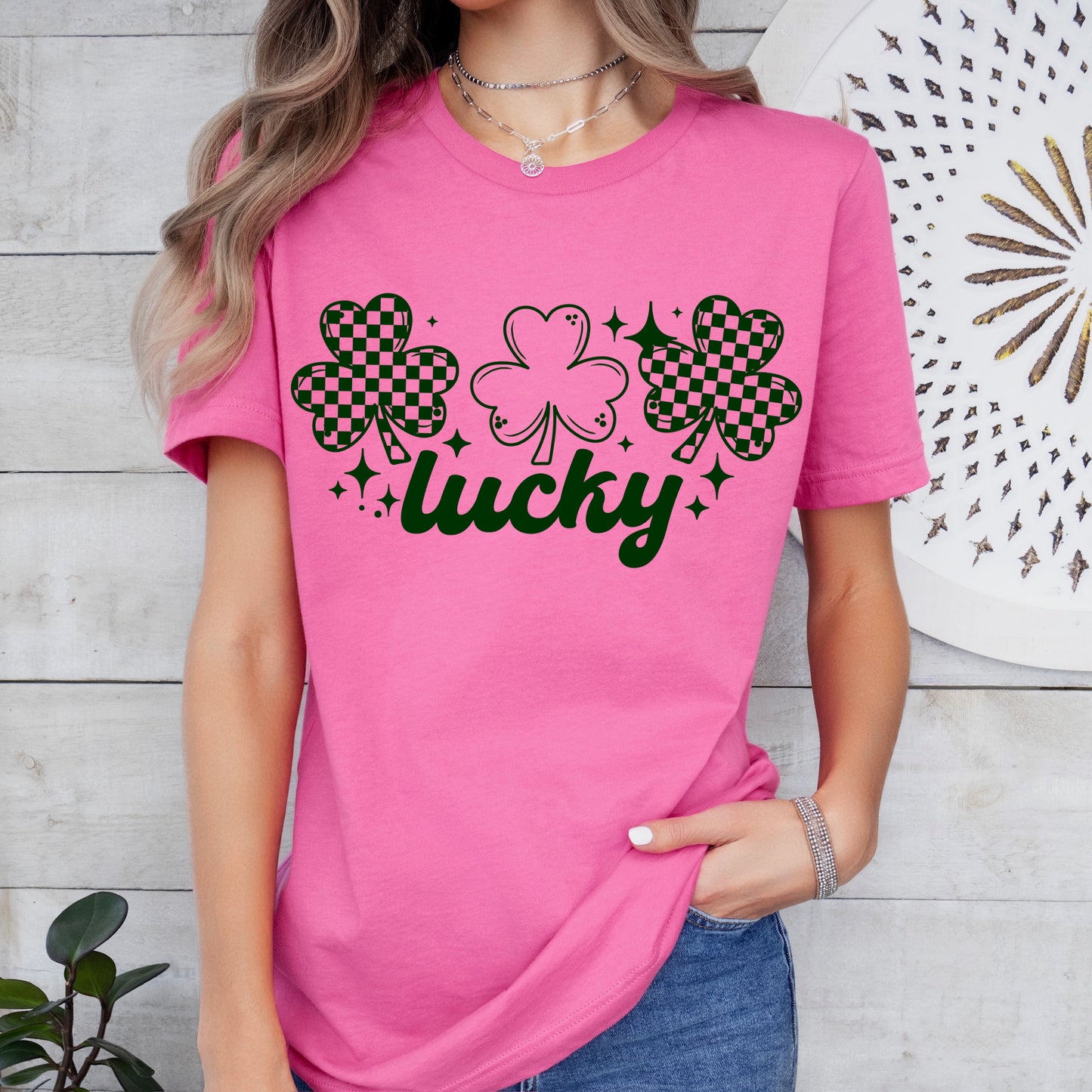 Lucky checker clovers screen print transfer