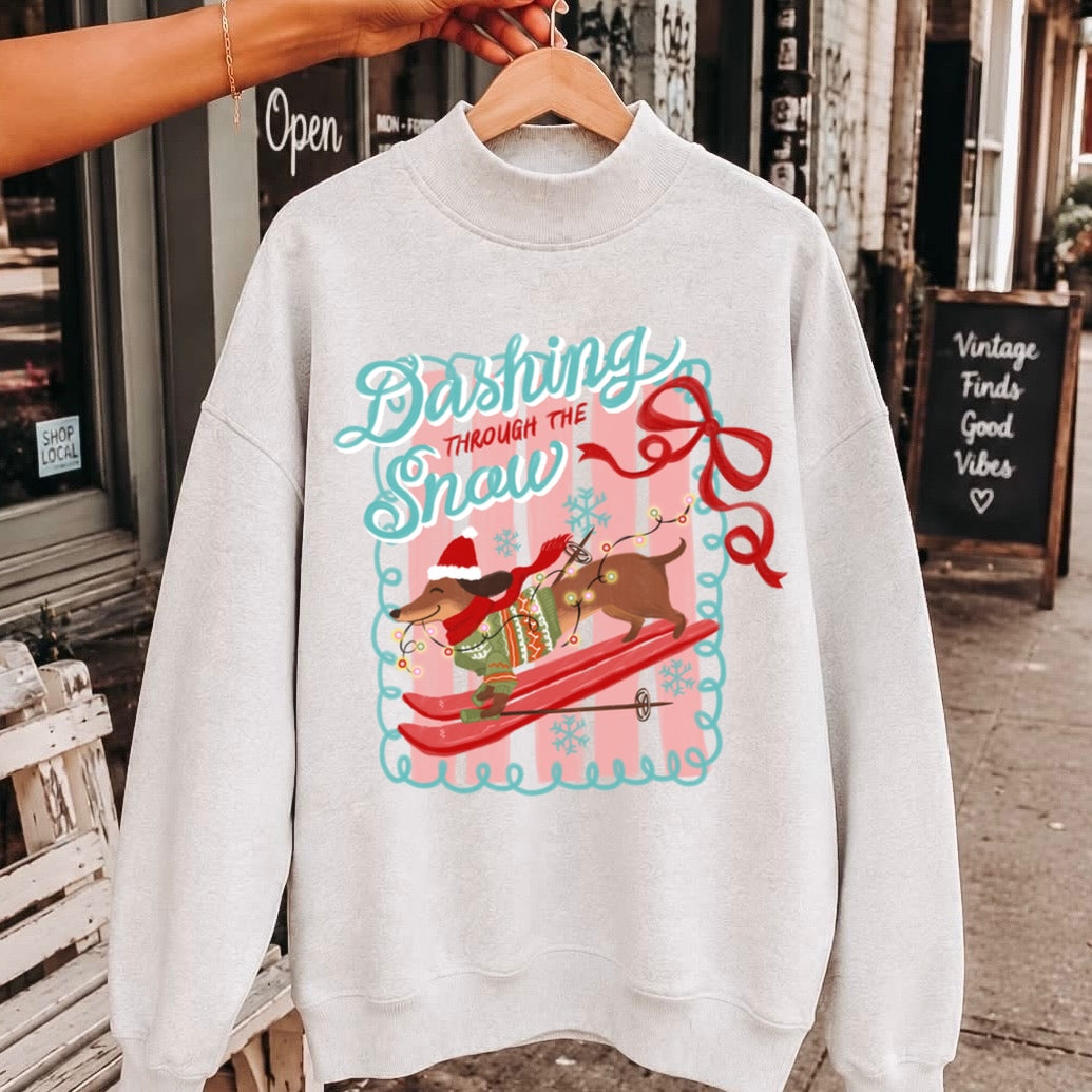 dashing thru the snow clear film screen print