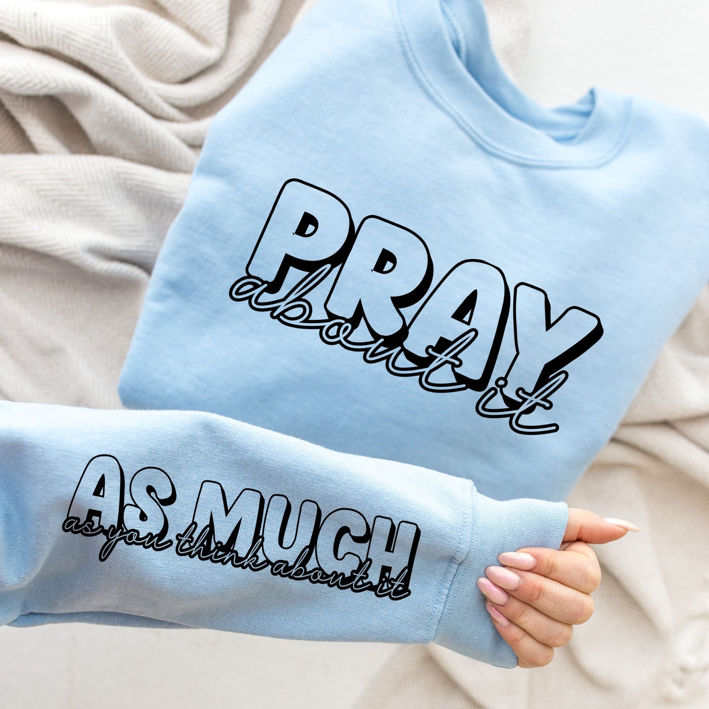 pray about it + sleeve screen print transfer