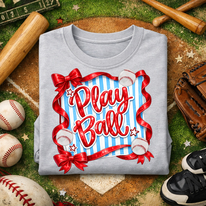 Play Ball preppy baseball clear film screen print