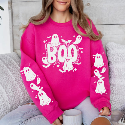 BOO + sleeves screen print transfer•