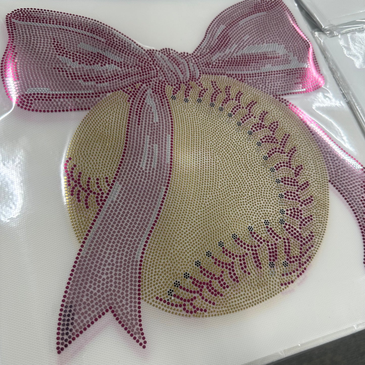 Spangle Transfer - Softball w/ pink bow
