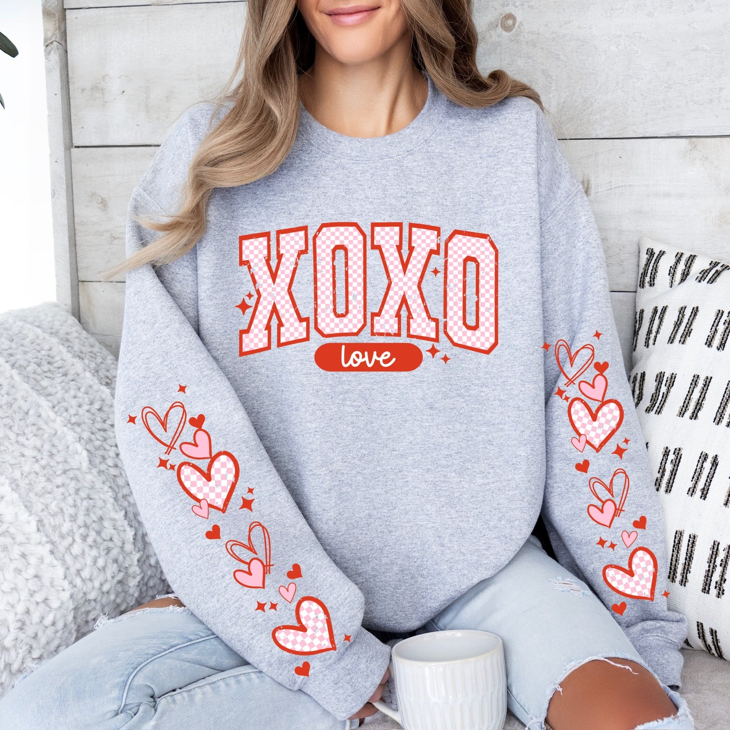 xoxo hearts + sleeves clear film screen print