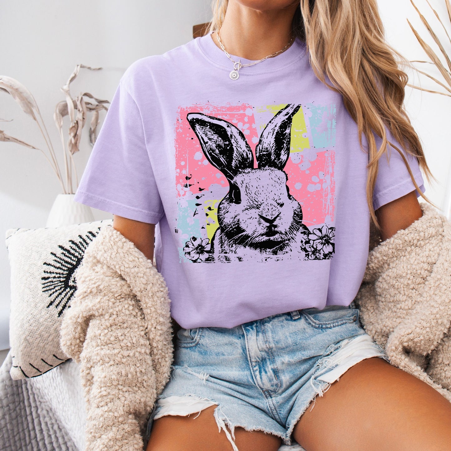 color splash bunny clear film screen print