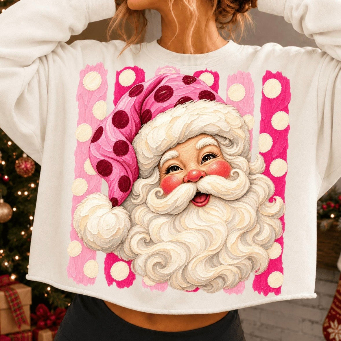 PRE-ORDER pink polka dot santa DTF 5-10 biz day tat