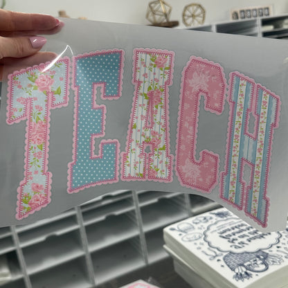 lace TEACH clear film screen print