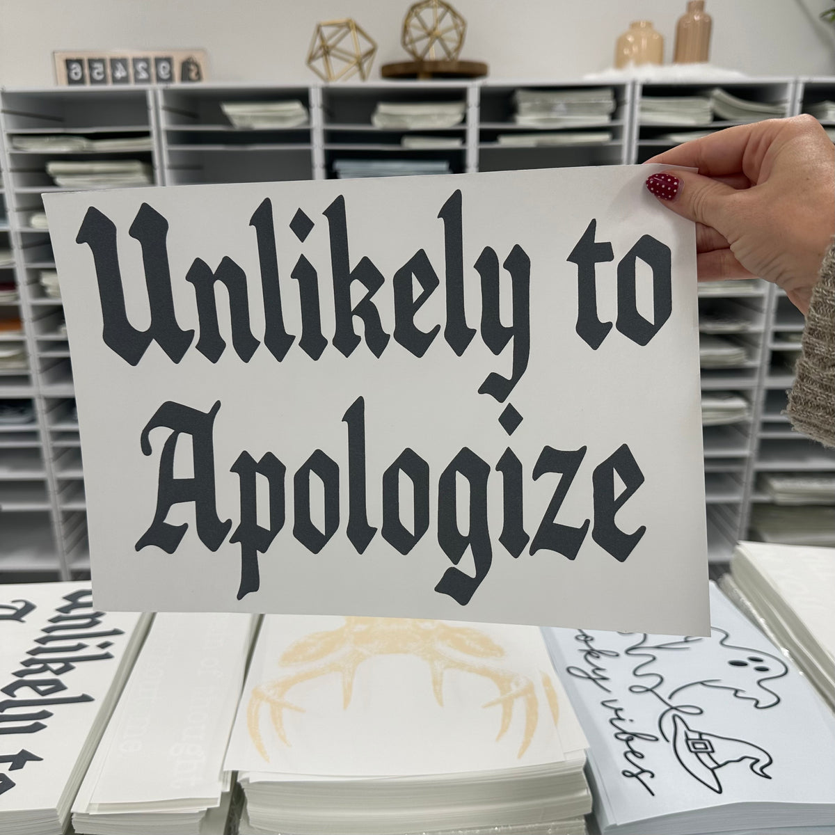 unlikely to apologize screen print transfer