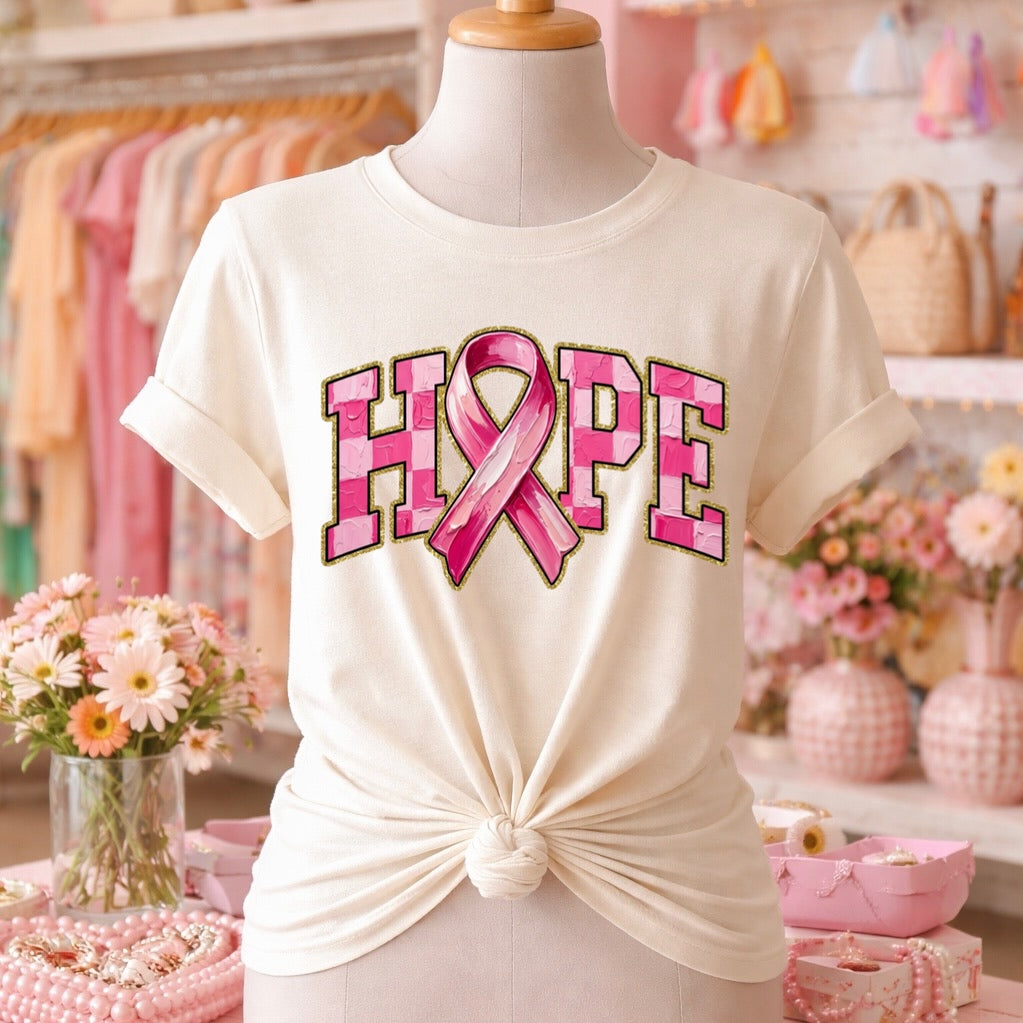 HOPE ribbon breast cancer clear film screen print