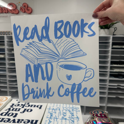 read books and drink coffee screen print transfer