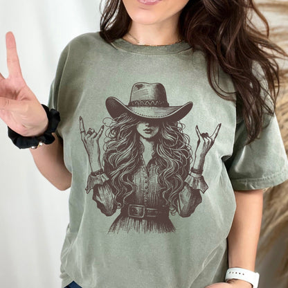 Cowgirl screen print transfer