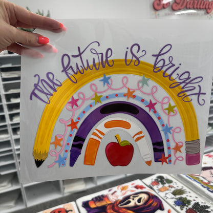 the future is bright clear film screen print