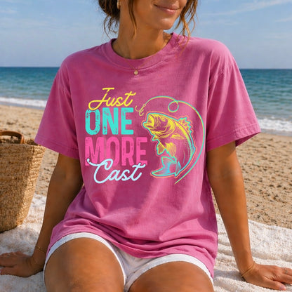 one more cast fishing clear film screen print