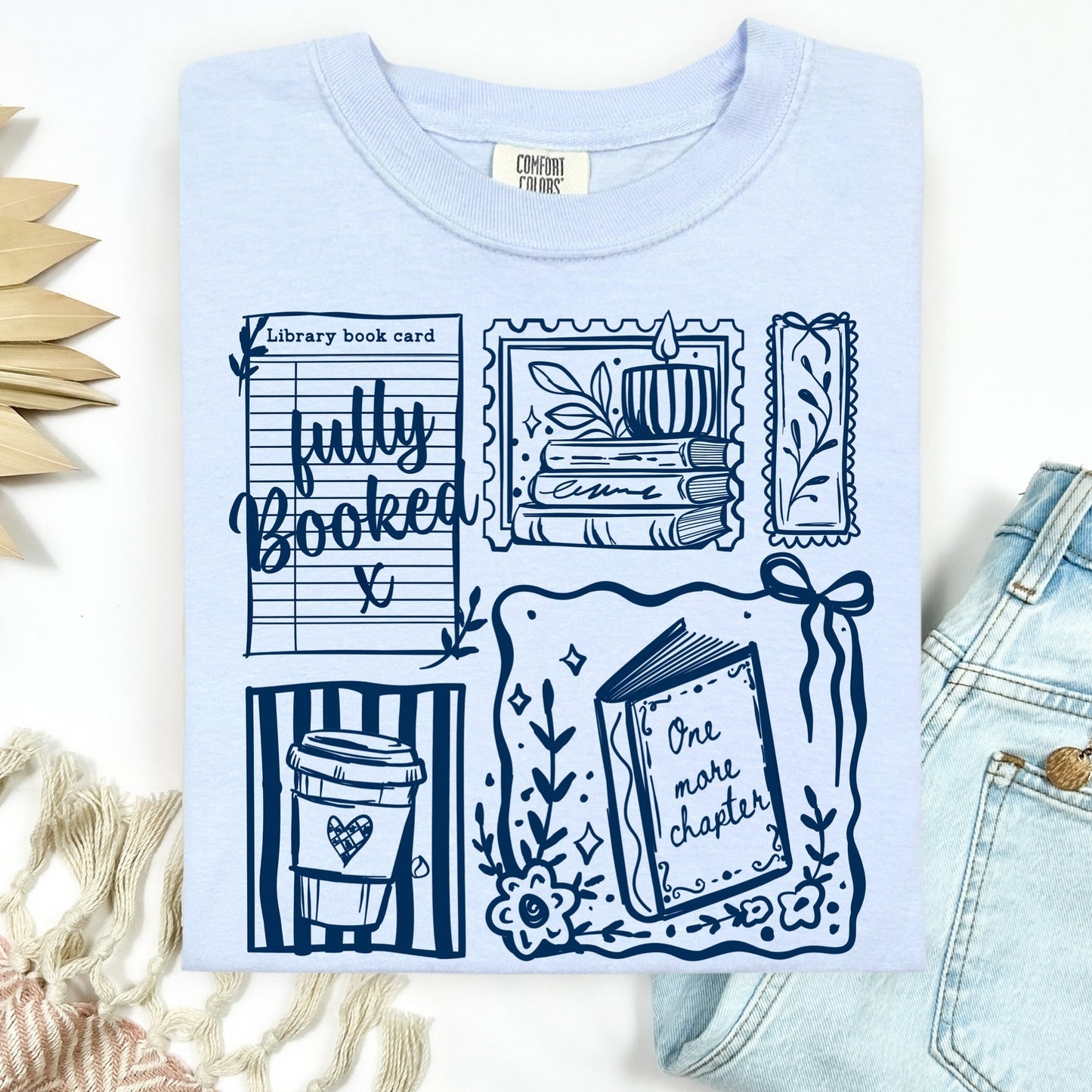 fully booked navy ink screen print transfer