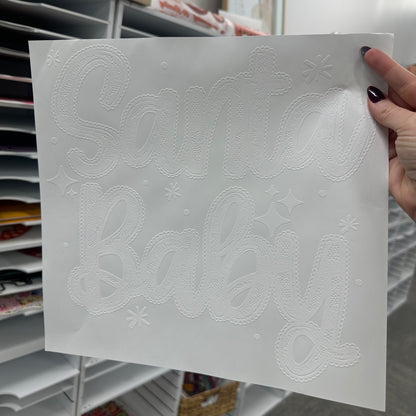 lace santa baby screen print transfer