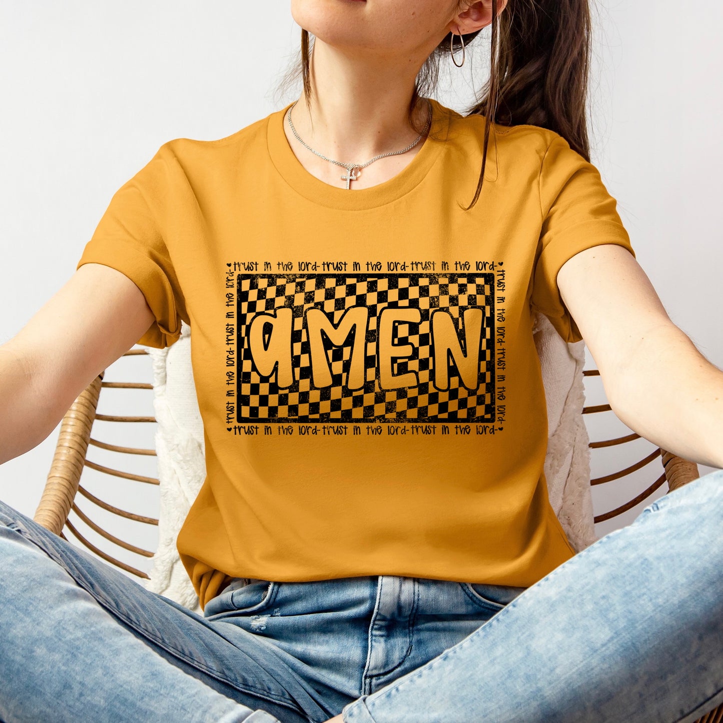 checkered amen screen print transfer