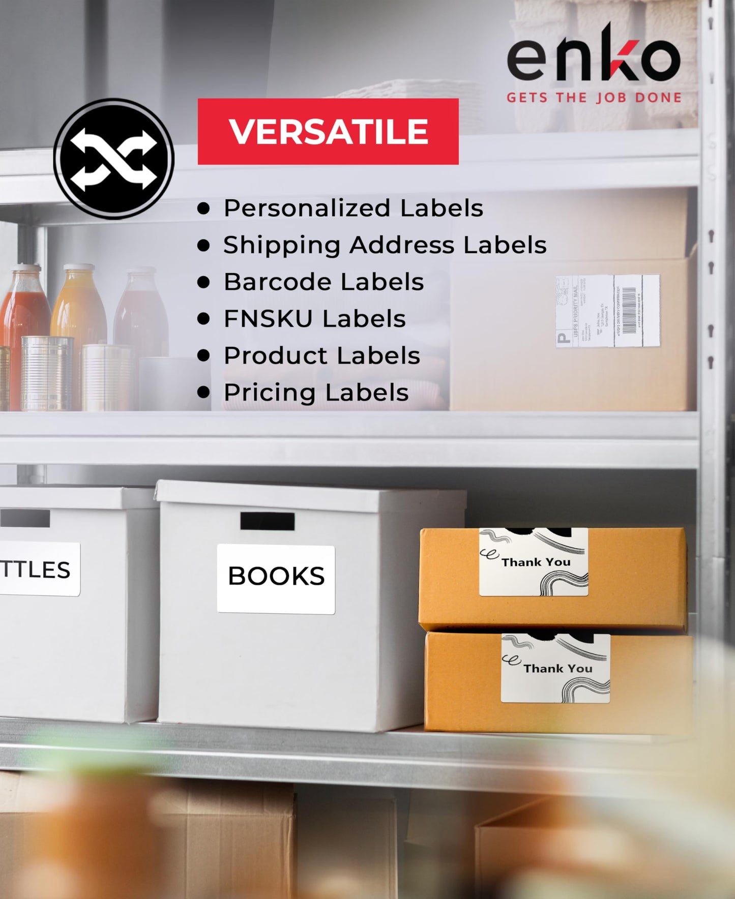 enKo 1744907 8 Rolls | 1760 Thermal 4 x 6 in Address and Shipping Labels