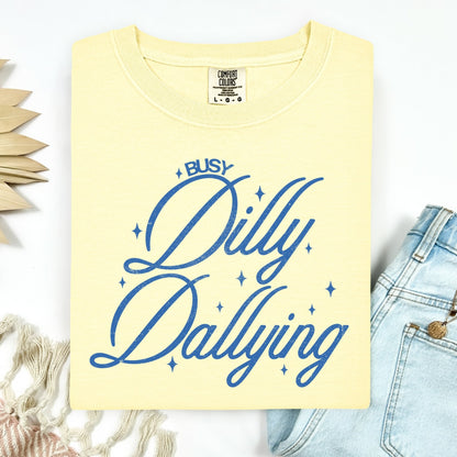 busy dilly dallying screen print transfer