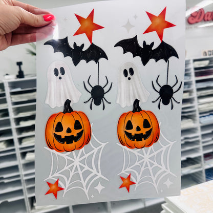 Halloween checker + sleeves clear film screen print