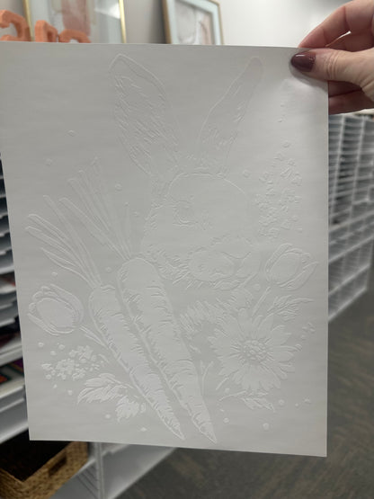 Spring bunny w/carrots screen print transfer•