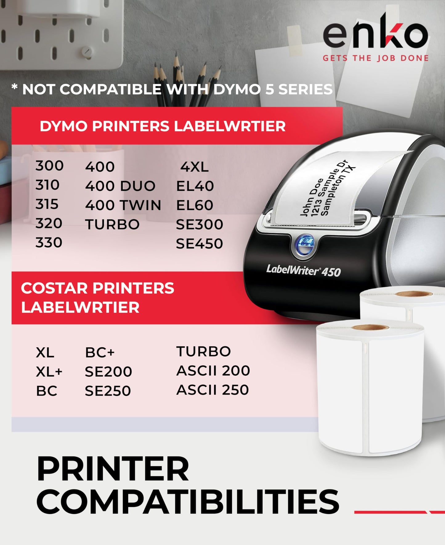 enKo 1744907 8 Rolls | 1760 Thermal 4 x 6 in Address and Shipping Labels