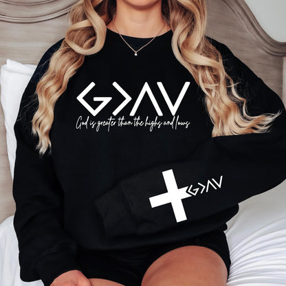 God is greater + sleeve screen print transfer•