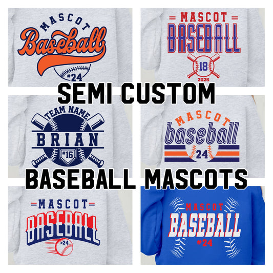 semi-custom BASEBALL mascot (design set up only)