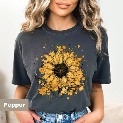 sunflower splatter clear film screen print
