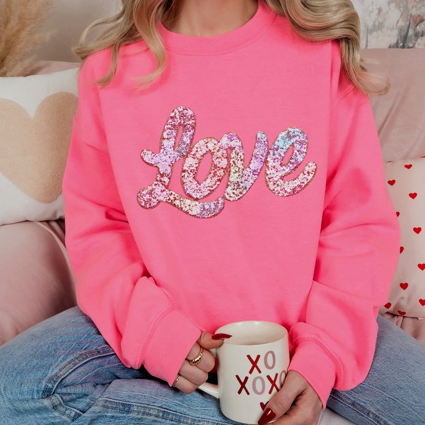 GLITTER Love clear film screen print