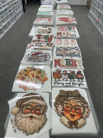 CHRISTMAS/WINTER Screen print transfer grab bag - 10 transfers d t f + screen prints