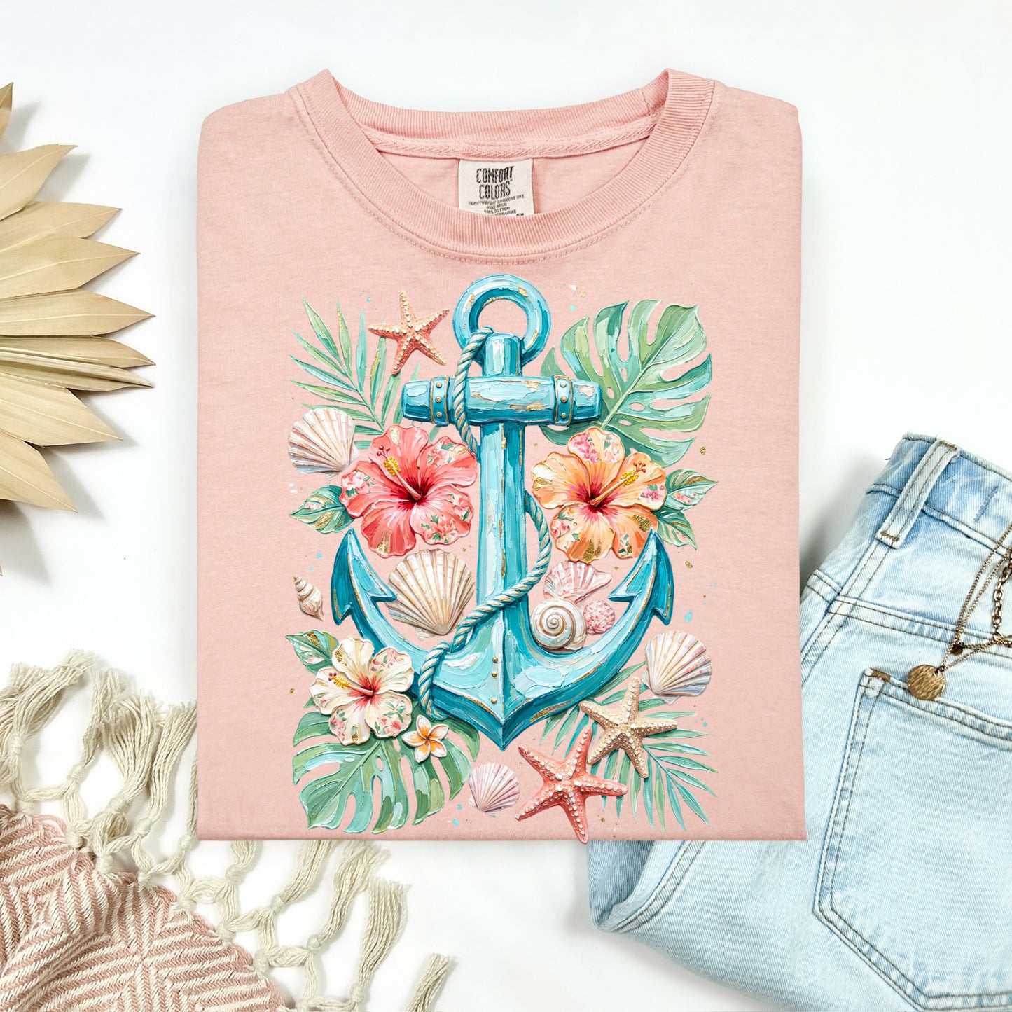 tropical anchor clear film screen print