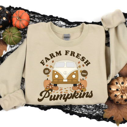 retro van farm fresh pumpkins clear film transfer