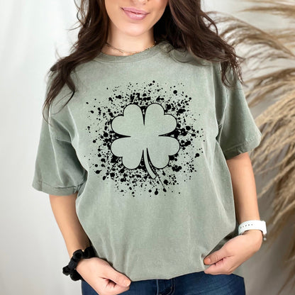 splatter clover screen print transfer