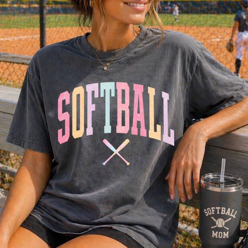 Softball pastels clear film screen print