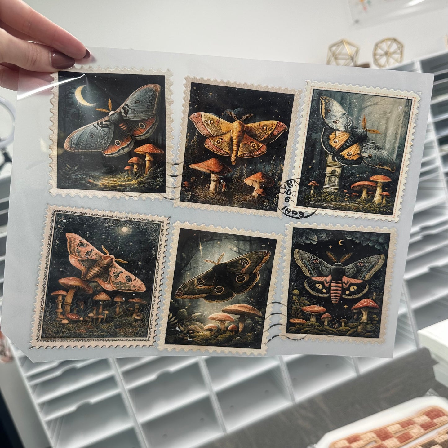 celestial moth stamps clear film screen print