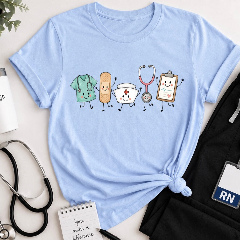 nurse happy doodles clear film screen print