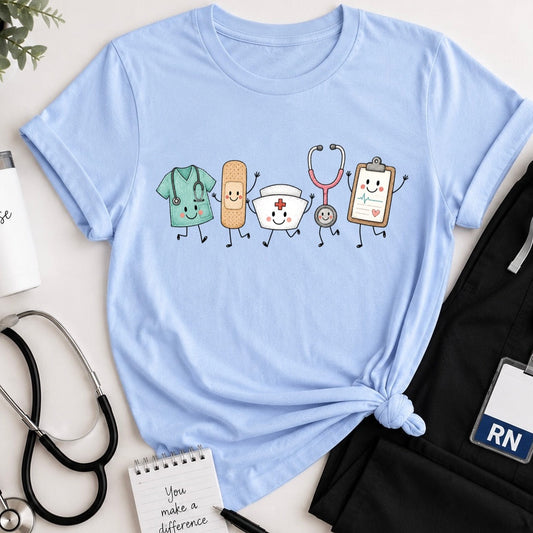 nurse happy doodles clear film screen print