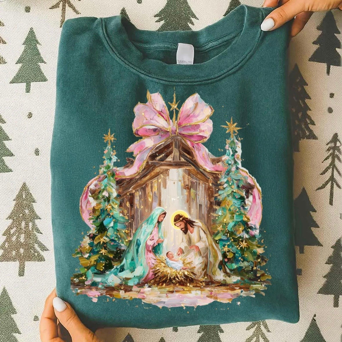 nativity brushstroke clear film screen print