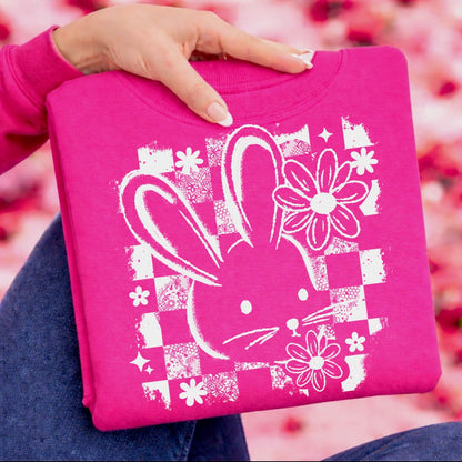 checker bunny screen print transfer